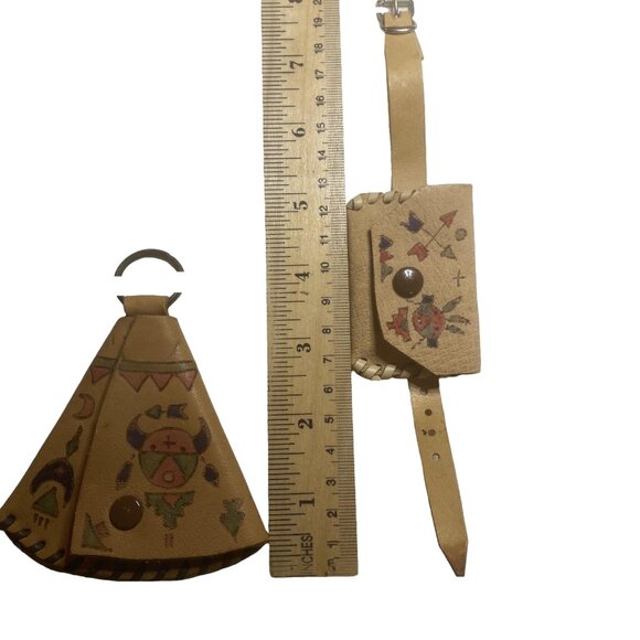 VINTAGE Native American Signed "Chief Wolf Robe" Cheyenne Artisan Leather Purses - Picture 12 of 16